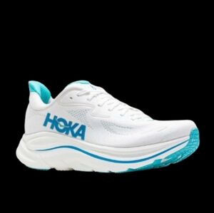 Hoka One One Clifton 10 Running Mens Size 8D White Skyward Blue